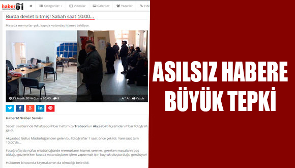 Haber61’in asılsız haberine büyük tepki